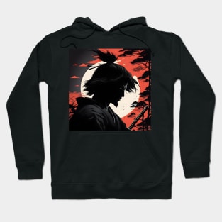 Stylish Samurai warrior silhouette Hoodie